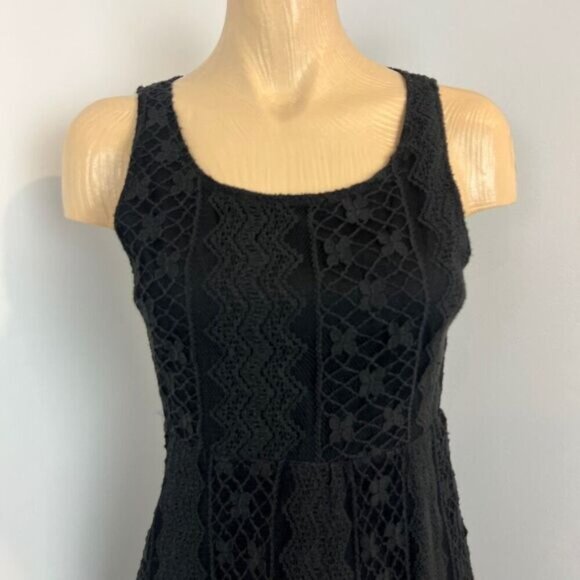 RVCA Small Sleeveless Black Lace Detail Open Back Mini Dress A Line Summer - Picture 7 of 15